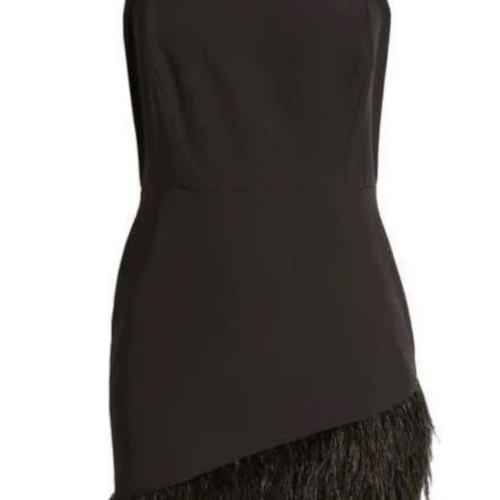 Black Asymmetrical Strapless Cocktail Dress
